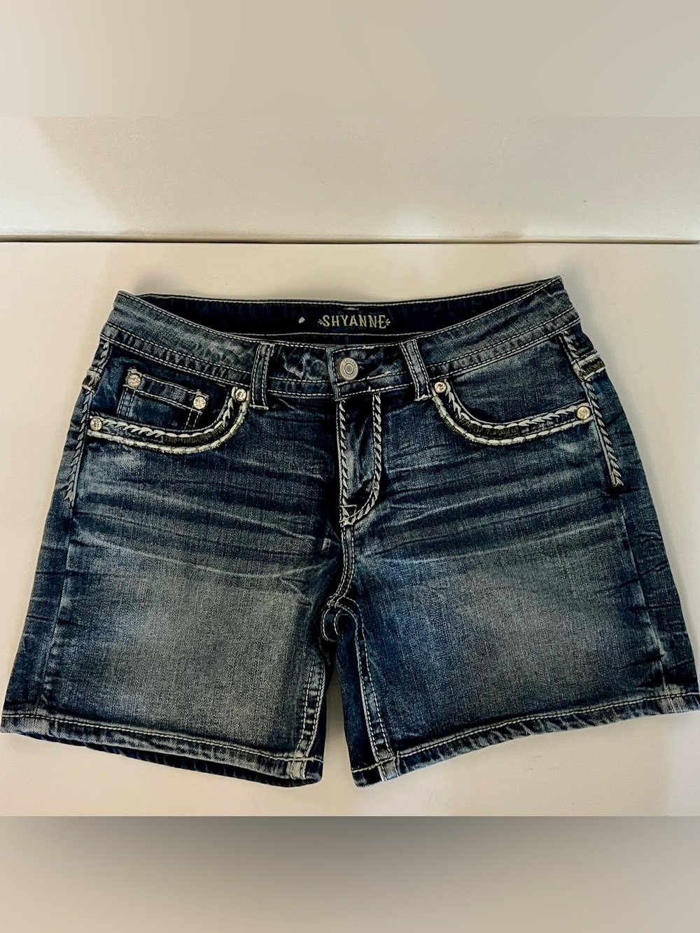 Shyanne | Embellished Denim Shorts | Dark Wash | Women’s 28 Short